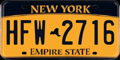 NY license plate HFW2716