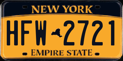 NY license plate HFW2721