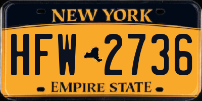 NY license plate HFW2736