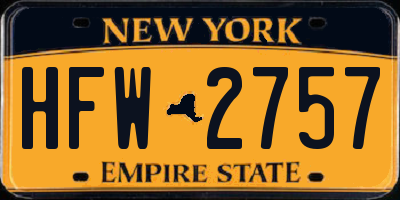 NY license plate HFW2757