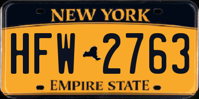 NY license plate HFW2763