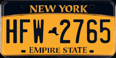 NY license plate HFW2765