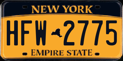 NY license plate HFW2775