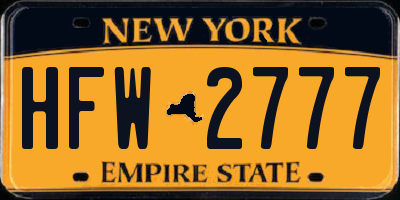NY license plate HFW2777