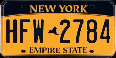 NY license plate HFW2784