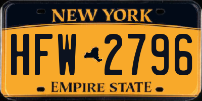 NY license plate HFW2796
