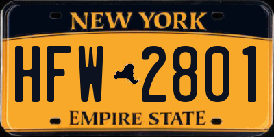 NY license plate HFW2801