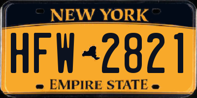 NY license plate HFW2821
