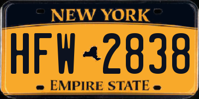NY license plate HFW2838
