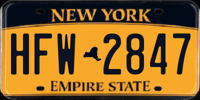 NY license plate HFW2847