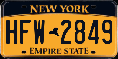 NY license plate HFW2849