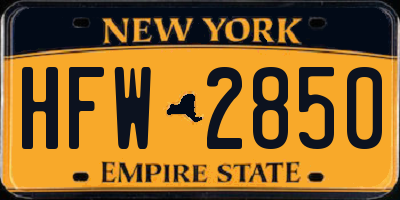 NY license plate HFW2850