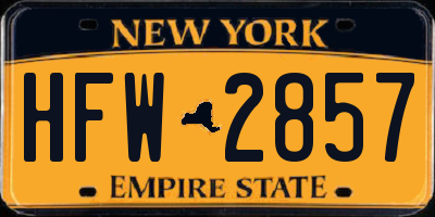 NY license plate HFW2857