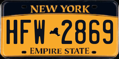 NY license plate HFW2869