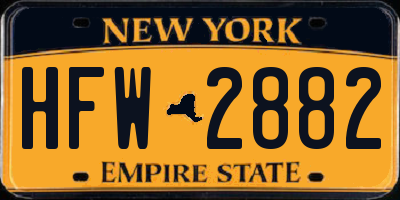 NY license plate HFW2882
