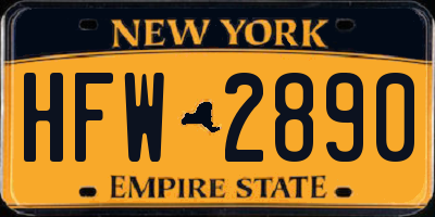 NY license plate HFW2890