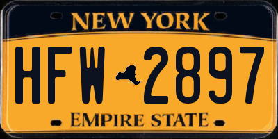 NY license plate HFW2897