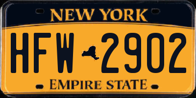 NY license plate HFW2902