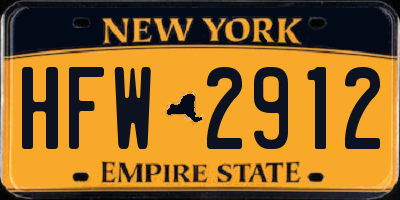 NY license plate HFW2912