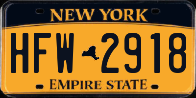 NY license plate HFW2918