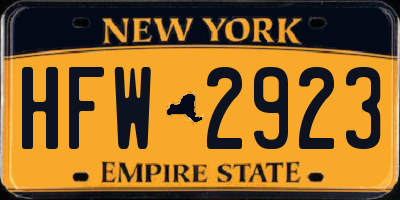 NY license plate HFW2923