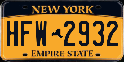NY license plate HFW2932