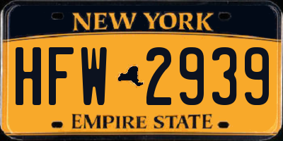 NY license plate HFW2939