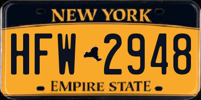 NY license plate HFW2948