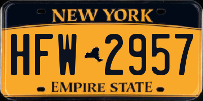 NY license plate HFW2957