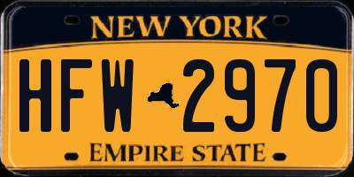 NY license plate HFW2970