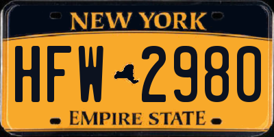 NY license plate HFW2980