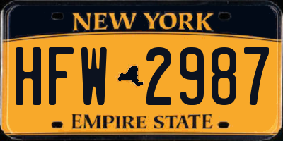 NY license plate HFW2987
