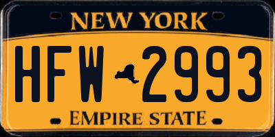 NY license plate HFW2993