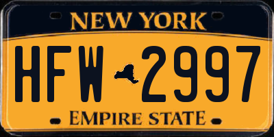 NY license plate HFW2997