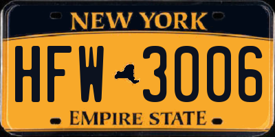 NY license plate HFW3006