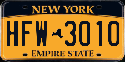NY license plate HFW3010