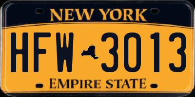 NY license plate HFW3013