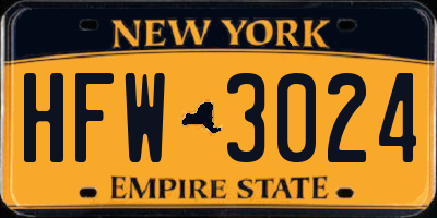 NY license plate HFW3024