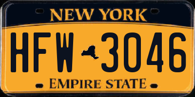 NY license plate HFW3046