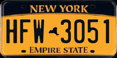 NY license plate HFW3051