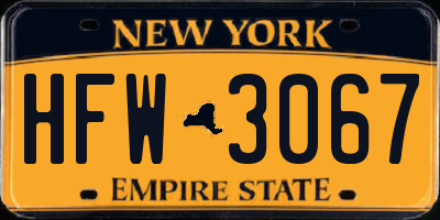 NY license plate HFW3067