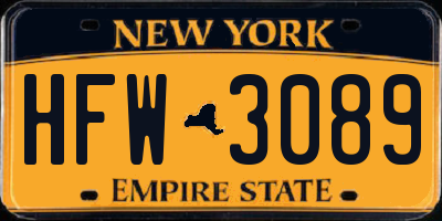 NY license plate HFW3089