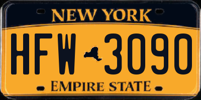 NY license plate HFW3090