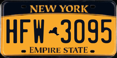NY license plate HFW3095
