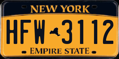NY license plate HFW3112