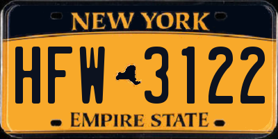 NY license plate HFW3122