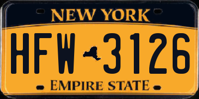 NY license plate HFW3126