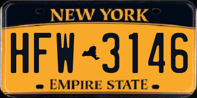 NY license plate HFW3146