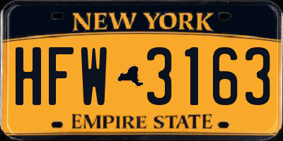 NY license plate HFW3163