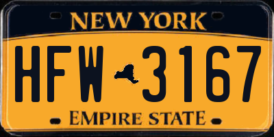 NY license plate HFW3167